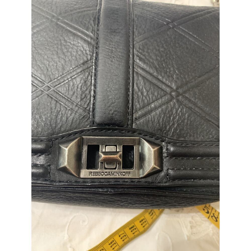 Rebecca Minkoff Small Love Black Leather Crossbody Bag Chain Turn Lock Quilted - Picture 6 of 12